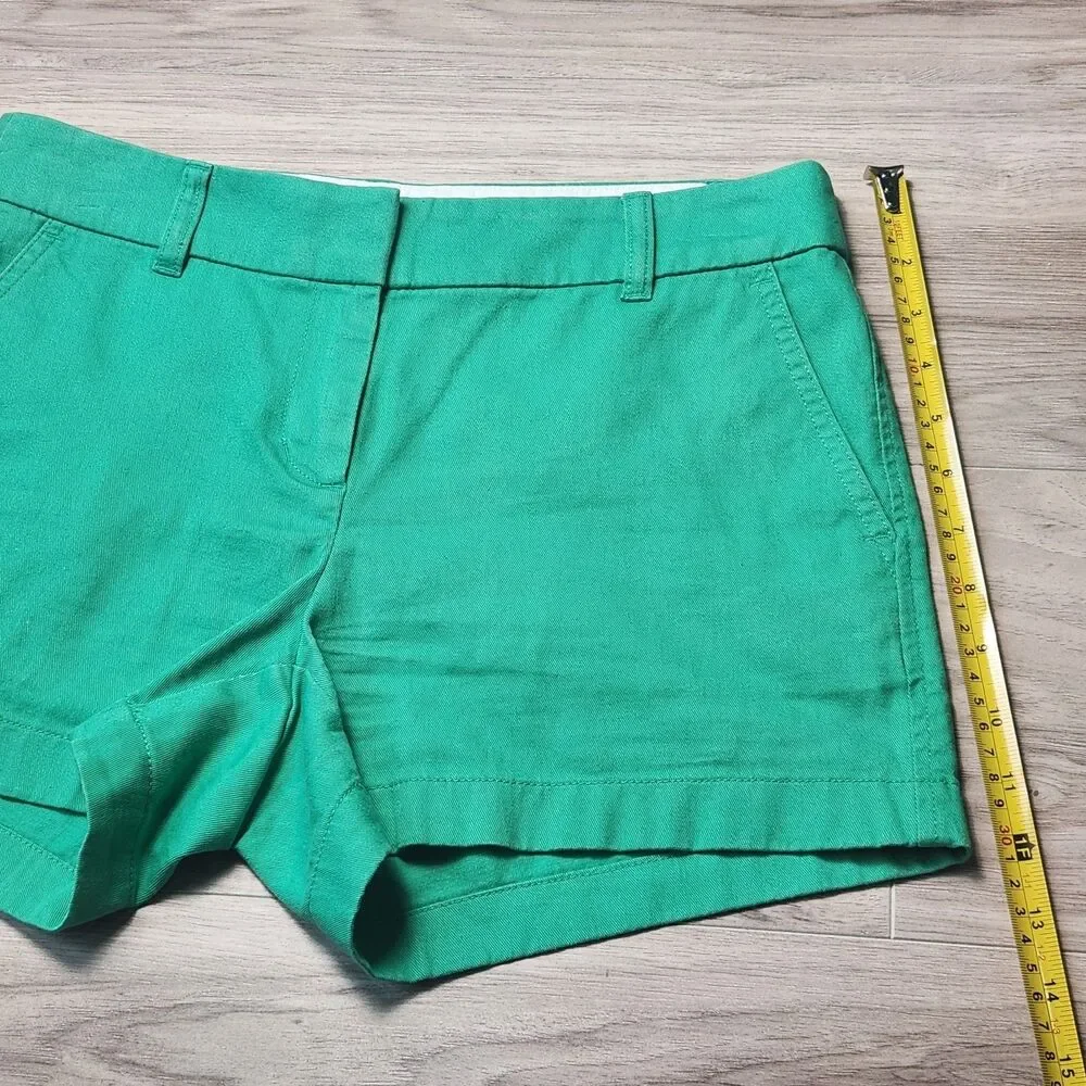 J.Crew Chino Shorts Women's Size 2 Green Cotton Classic Preppy Casual Summer
